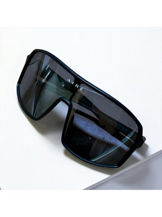 Aire Accessories - AIRE Shield Sunglasses Oversized Black Visor Sport UV400 Futuristic Chic
